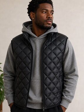 Hawke & Co Sport Black Quilted Puffer Vest Down Fill Men’s Size S